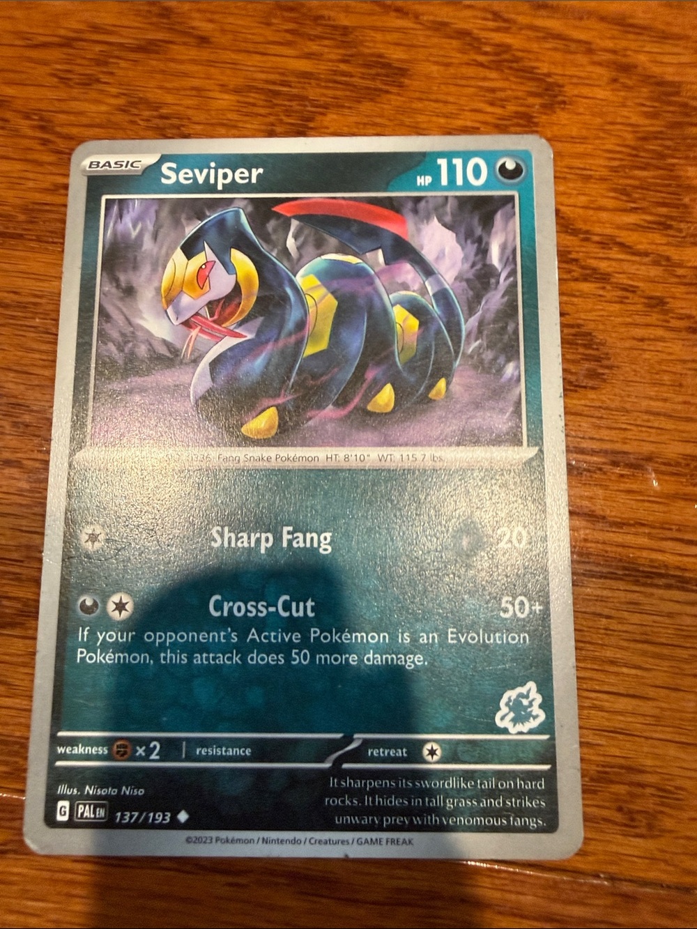 Pokemon Seviper Trading Card - Blue, Black, Yellow, Red
